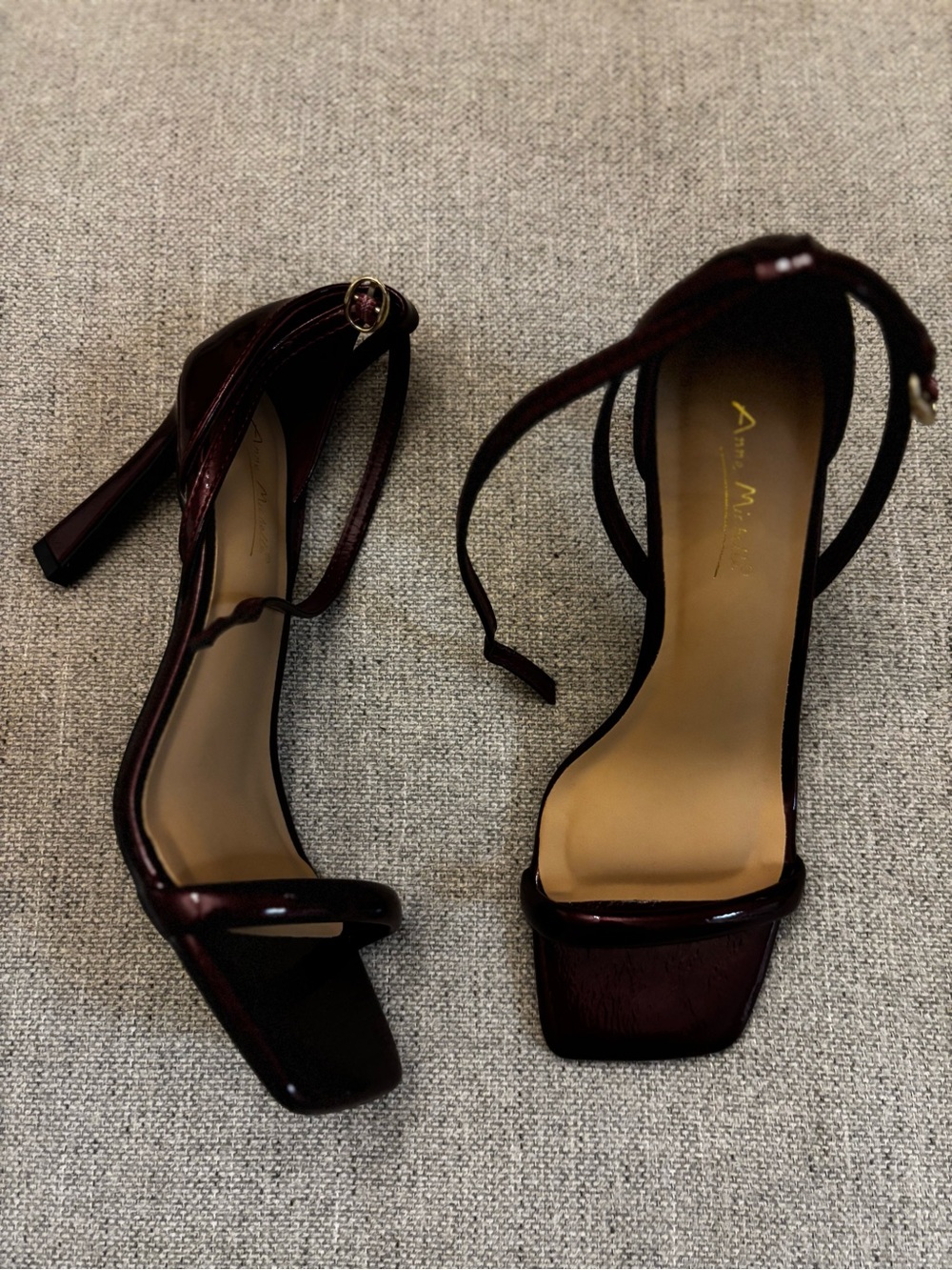 Anne Michelle burgundy ankle strap Sandals NEW